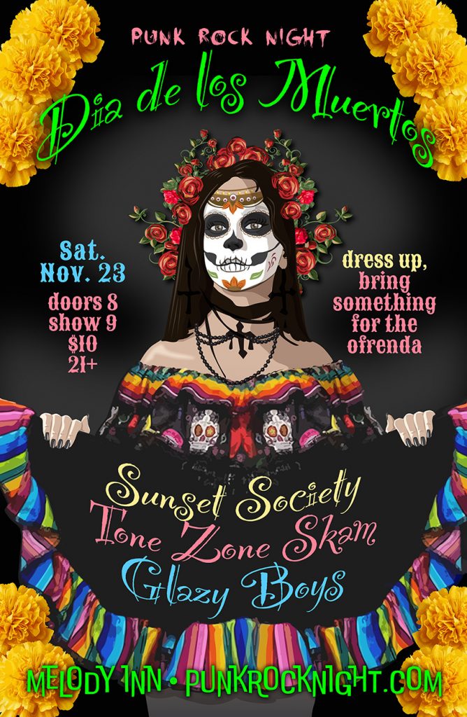 PUNK ROCK NIGHT DAY OF THE DEAD SHOW w/ SUNSET SOCIETY, GLAZY BOYS and TONE ZONE SKAM(Chicago) @ Melody Inn | Indianapolis | Indiana | United States