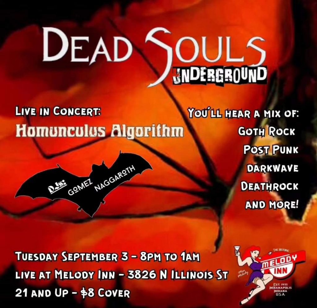 DEAD SOULS UNDERGROUND GOTH NIGHT w/ DJ GOMEZ and DJ NAGGAROTH @ Melody Inn | Indianapolis | Indiana | United States